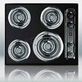 Summit Appliance Div. Summit-24"W 220V Electric Cooktop, Black Porcelain Finish TEL03